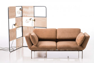 Sofa RORO - Zweisitzer Bezug in Leder congnacfarben