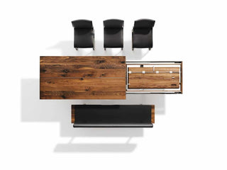 Nox Tisch mit Metallkufen in Nussbaum wild mit Nox Bank. Auszugsmechanismus des Tisch Nox in Nussbaum wild. (2)