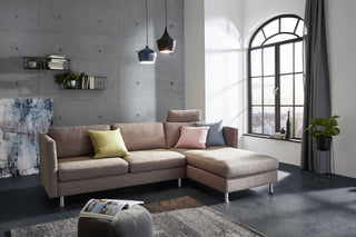 Ecksofa Siena mit verstellbarem Rücken in Altrose meliert