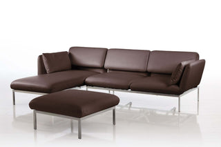 Sofa RORO - Recamiere mit Zweisitzer braunes Leder